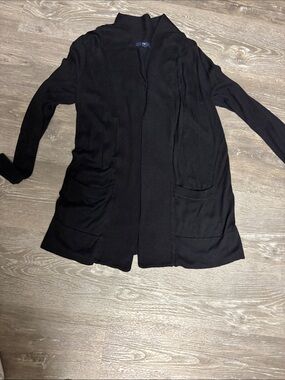 GAP Black Open-Front Pocket Knit Cardigan